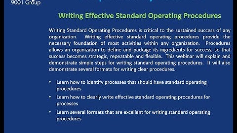 Writing Effective Standard Operating Procedures