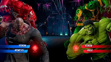 RED VENOM & NEMESIS VS GREEN VENOM & HULK - Marvel vs Capcom Infinite All Costumes Unlock