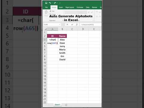 Auto Generate Alphabets