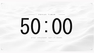 50 Minute Countdown Timer | No Music | Focus, Study & Work Timer
