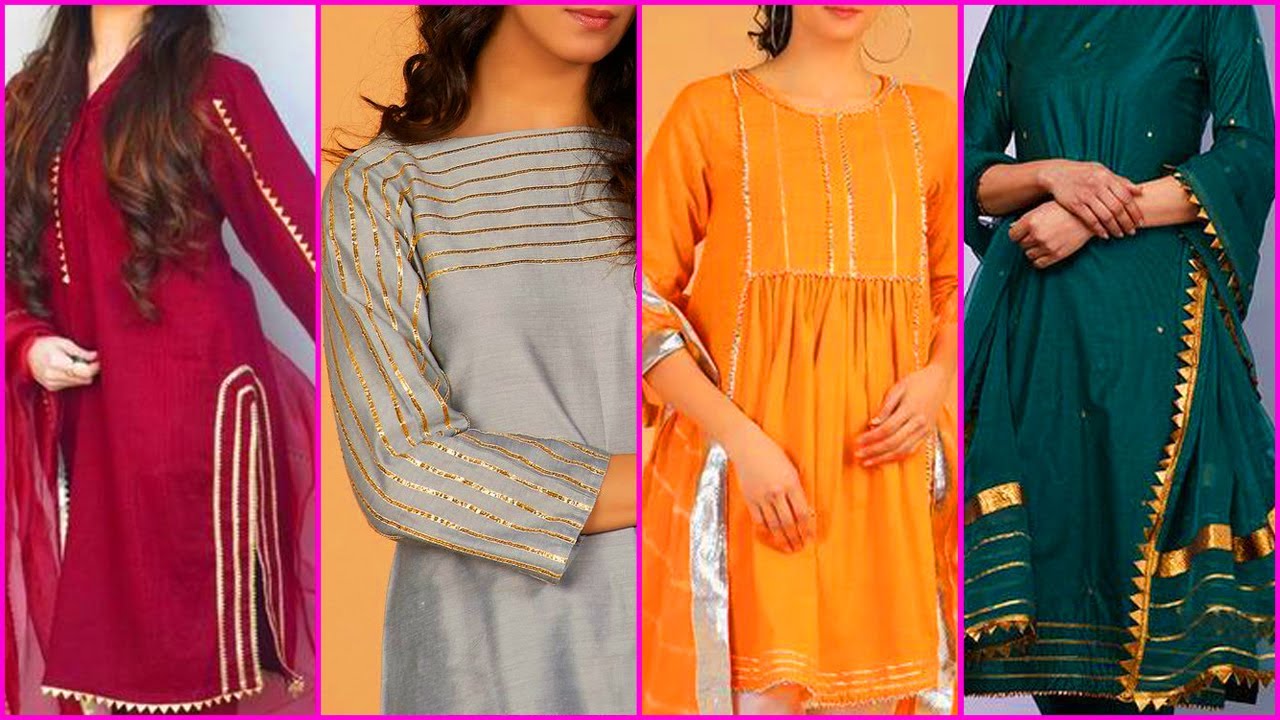 Gota lace neckline designs for suits 