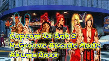 Capcom Vs Snk 2 N Groove Ryu,Ken,Akuma Arcade Mode Playthrough (Akuma Boss)