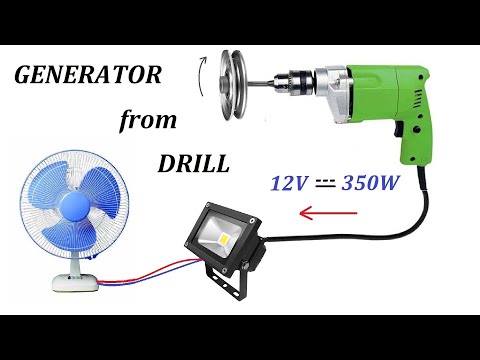 220v டிரில் மோட்டாரிலிருந்து 12V DC எலக்ட்ரிக் ஜெனரேட்டரை உருவாக்கவும்