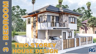 3 - Bedroom Two Storey House Design  with floor plan