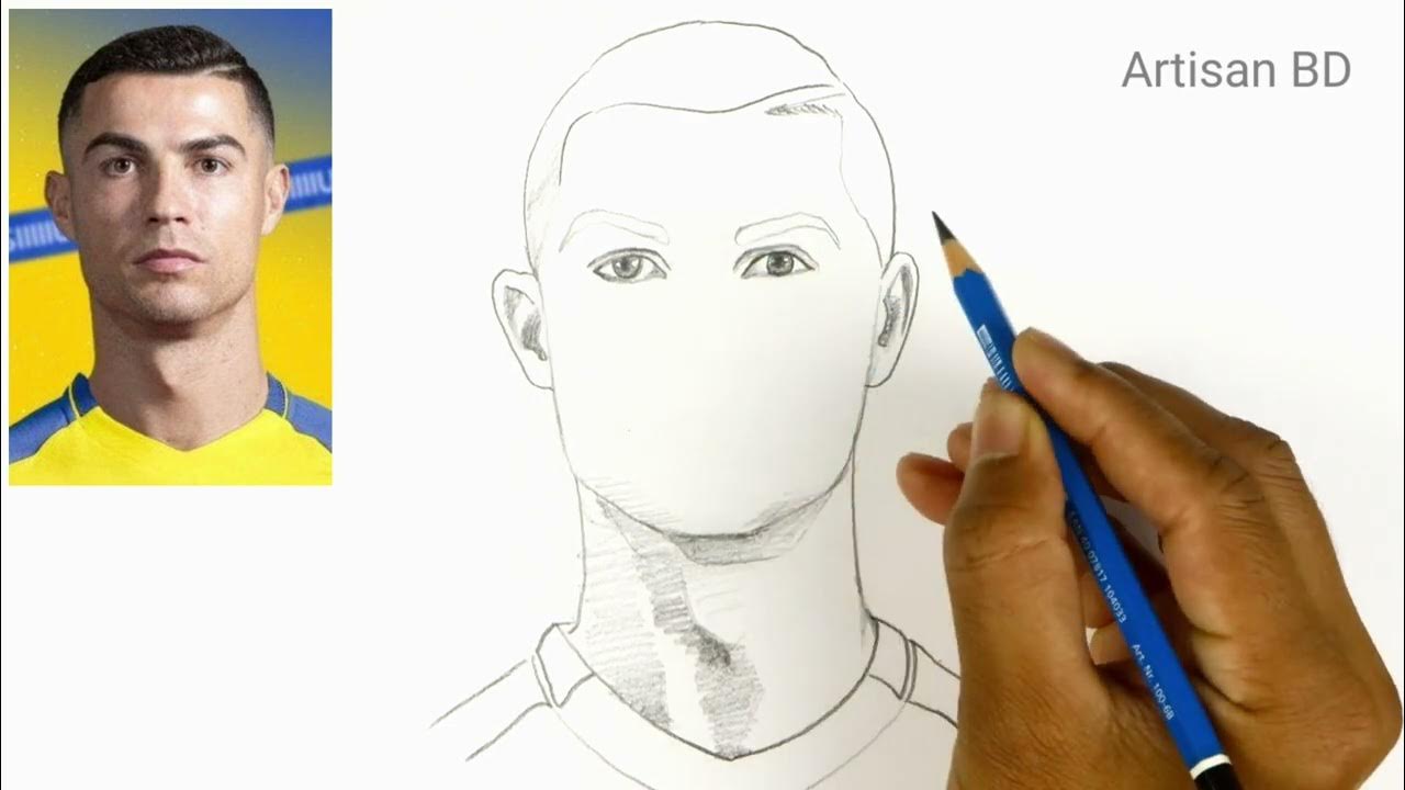 How to draw Cristiano Ronaldo, Ronaldo Pencil Sketch, Cr7 From Al Nassr