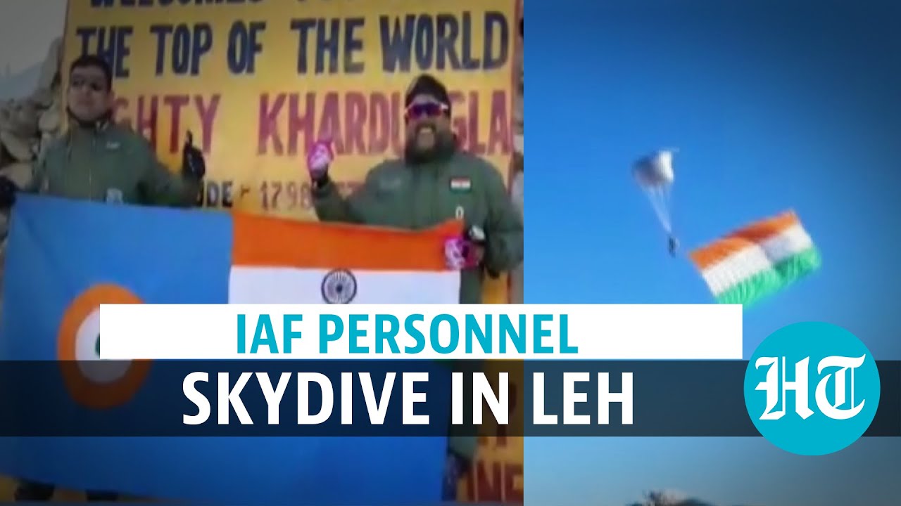 Watch: IAF sets new record of highest skydive landing at Khardungla Pass
