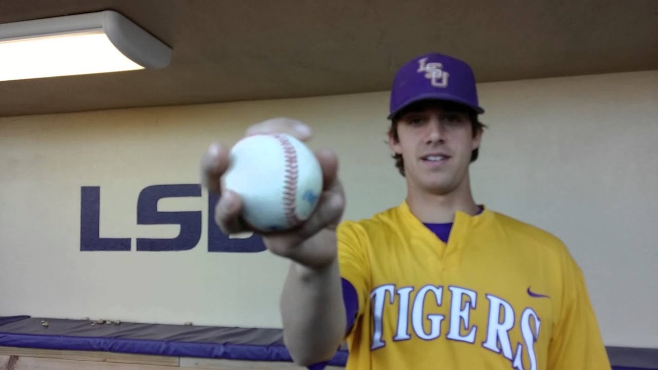 LSU ace Aaron Nola shows off his pitch grips