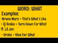 Song Association Game Words Game 19