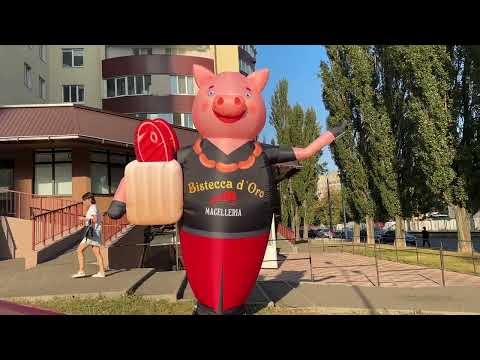 Надувний зазивала свиня, що махає, реклама магазину продуктів Рукомах аеромен 3 м, видео 1