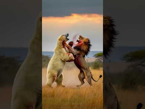 Белый медведь против льва — кто победит? #лев #белыймедведь #животные #wildlife #дикаяприрода