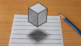 3d Drawing Floating On Line Paper / How To Draw Easy Art For Beginners #shorts