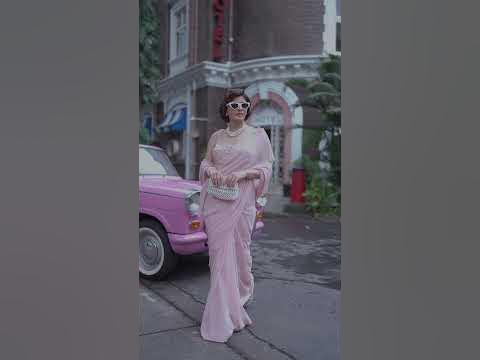 Natasha Luthra Pink Dandelion Saree - YouTube