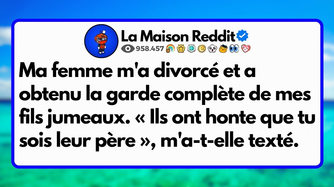Ma femme m'a divorcé et a obtenu la garde complète de mes fils jumeaux....