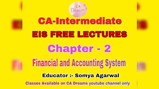 CA Inter EIS Chapter 2.1: Financial and Accounting Systems by Somya Agarwal