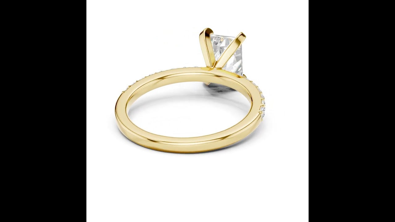 Radiant Cut Diamond Engagement Ring With Diamond Band