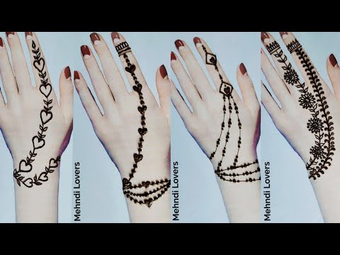 Simple bracelet mehndi design with ring || ring mehndi design for girls ...