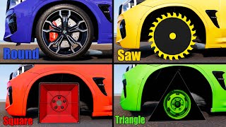 Round Wheel vs Saw Wheel vs Square Wheel vs Triangle Wheel #2  Beamng drive