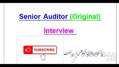 Senior Auditor Interview Questions (PMAD)