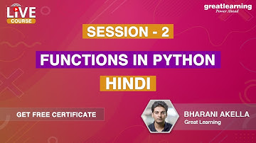 Functions in Python | Python Tutorial in Hindi | Python Functions | Great Learning