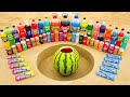 Watermelon vs Big Coca-Cola, Fanta, Chupa Chups, Monster, Mtn Dew, Sprite and Mentos Underground!