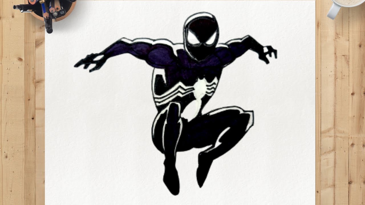 black spider man sketch - Clip Art Library