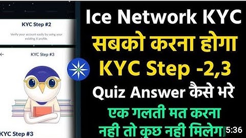 Ice KYC Step 3 All Quiz And Answers / ice Network 3rd Steps Kyc ice new update #icekyc