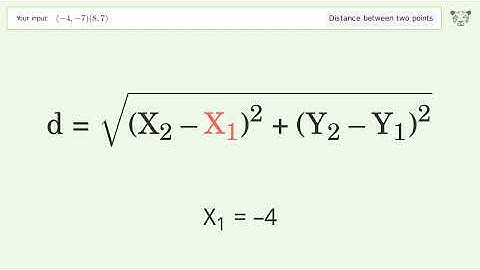 Find the distance between two points p1 (-4,-7) and p2 (8,7): Step-by-Step Video Solution