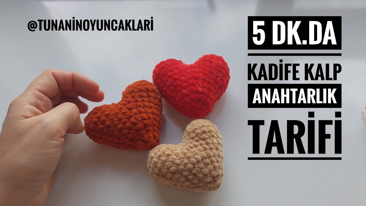 5 DAKİKADA AMİGURUMİ  KADİFE KALP ANAHTARLİK YAPALİM // CROCHET KEYS