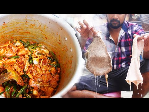 BOTI Cleaning and Cutting | Gongura Boti Curry Making at Bhimavaram Bhojanalu | Boti Gongura Recipe | Street Food Zone
