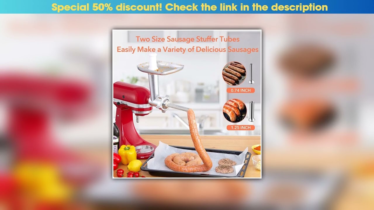 Hot Picks Meat Grinder Blades Attachment Sausage Stuffer Accessories for Kitchenaid Stand Mixer All