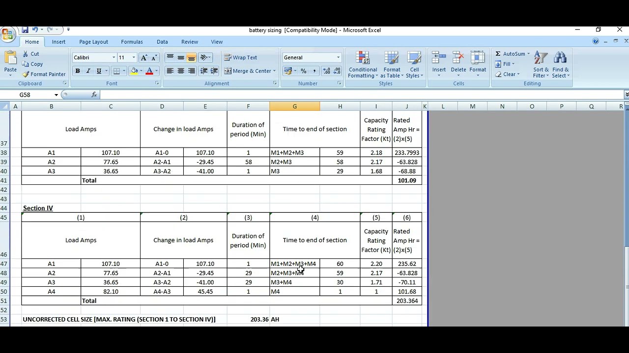Battery Sizing Calculation In Excel Part 5 YouTube