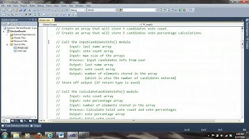COP1334 C++ Election Results Part 1 - Pseudocode Design