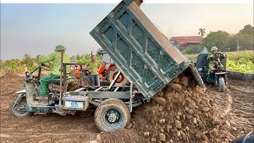 4 xe Công nông siêu mạnh chở đất sa lầy cực căng | 4 powerful 3-wheeled vehicles carrying land
