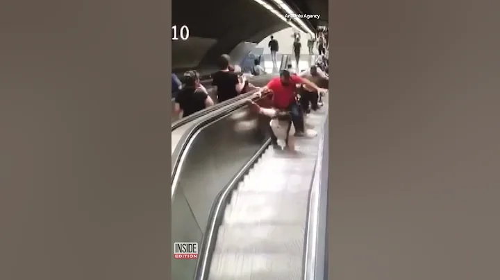 Riders Fall on Top of Each Other When Escalator Malfunctions #shorts