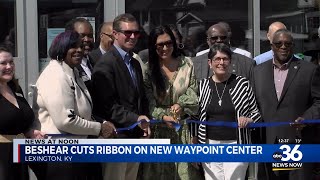 Governor Andy Beshear cuts ribbon in a ceremony commemorating the opening of a new waypoint center