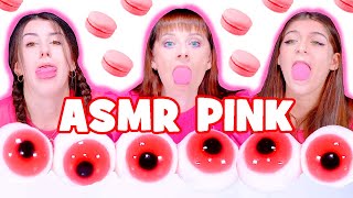 ASMR Eating Only Pink Food Challenge Gummy Eyeballs