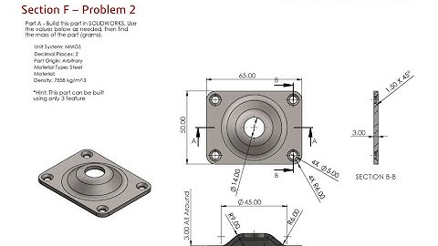 Solidworks CSWA Exam Practice | PART MODELLING | Section F - 2