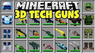 Minecraft 3D TECH GUNS MOD | NUKES, DEATH RAY GUN, AK47!!