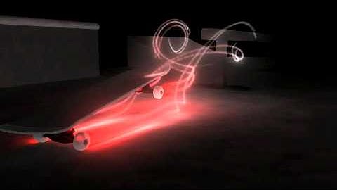 3D Skateboard Light Streaks Animation