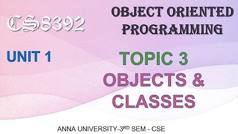 CS8392 - OBJECT ORIENTED PROGRAMMING - UNIT 1 - TOPIC 3- OBJECTS & CLASSES BY ABISHA