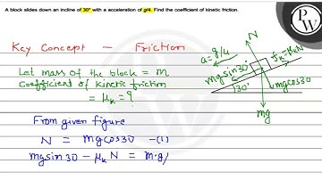 A block slides down an incline of \( 30^{\circ} \) with a accelerat...