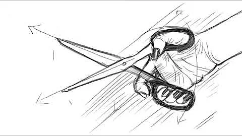 Hand grip sketch 3 - Sketching hands holding a pair of big scissors