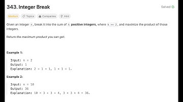 Leetcode 343 | Integer Break | Daily Leetcode 6th Oct 2023