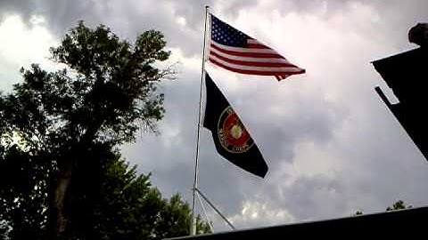 American and Marine Corps flags flying on our deck