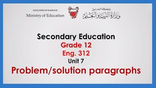 English - Eng312 - Unit 7 Problem / solution paragraphs