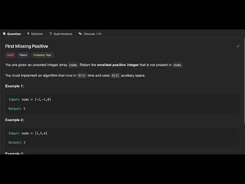 First Missing Positive | DSA Python | Optimal Solution