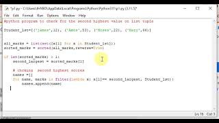 python program to check for the second highest value on list tuple