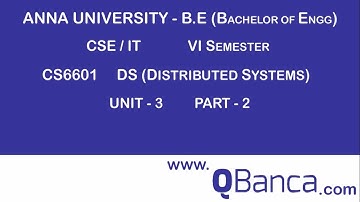 QBanca | Anna University-2013 R | CSE DEPT(6TH SEM) | CS6601-Distributed system |  Unit 3 | Part-2
