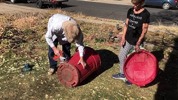 Making a COMPOST BIN from a GARBAGE CAN:  Quick, easy and CHEAP!