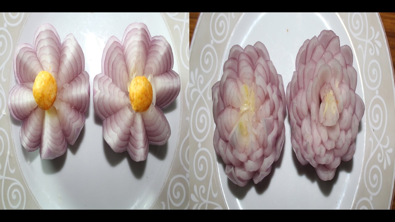 Onion flowers in two designsGarnishing for Salad/foodvegetable Art